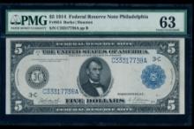 1914 $5 Philadelphia FRN PMG 63