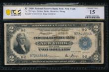1918 $2 New York FRBN PCGS 15