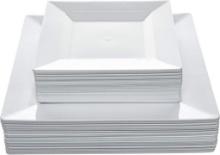 Aya's 60ct White Square Disposable Plates - Heavy Duty Plastic Party Plates, $38.99 MSRP