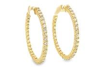 2.10 ctw Diamond Hoop Earrings - 14KT Yellow Gold