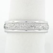 Scott Kay Solid 950 Platinum Fancy Textured Milgrain 5.9mm Comfort Fit Band Ring