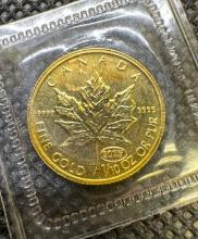1/10 Oz 9999 Fine Gold Canada Maple Leaf Bullion Coin