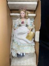 Vintage Franklin Heirloom Porcelain 17" Little Women "Amy" doll 1984