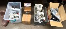 Crates and Boxes of Misc. Motorcycle Parts and Headlights