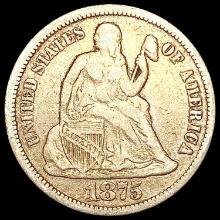 1875 Seated Liberty Dime LIGHTLY CIRCULATED