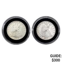 1858, 1877 Pair of Seated Liberty Half Dollars [2
