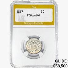 1867 Shield Nickel PGA MS67