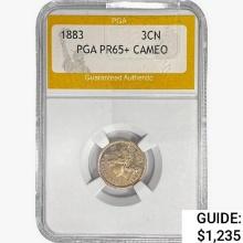 1883 Morgan Silver Three Cent PGA PR65+ CAMEO