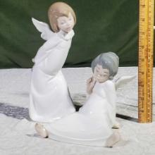 2 Lladro Porcelain Angel Figurines