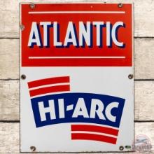 1949 Atlantic Hi-Arc Gasoline SS Porcelain Pump Plate Sign