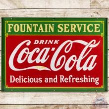 Drink Coca Cola Delicious and Refreshing Fountain Service DS Porcelain Sign w/ Frame