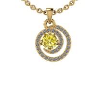 1.26 Ctw i2/i3 Treated Fancy Yellow And White Dimaond 14K Yellow Gold Pendant