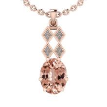 5.22 Ctw SI2/I1 Morganite And Diamond 14K Rose Gold Vintage Style Necklace