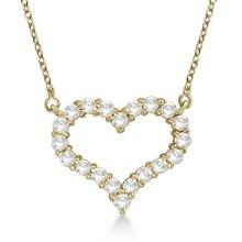 Open Heart Diamond Pendant Necklace 14k Yellow Gold 0.50ctw