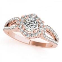 Certified 0.85 Ctw SI2/I1 Diamond 14K Rose Gold Engagement Halo Ring
