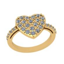 Certified 0.45 Ctw I2/I3 Diamond 10K Yellow Gold Heart Shape Promise Ring