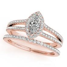 Certified 0.80 Ctw SI2/I1 Diamond 14K Rose Gold Bridal Wedding Set Ring