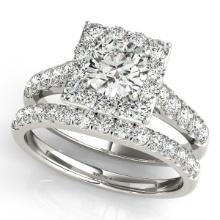 Certified 1.40 Ctw SI2/I1 Diamond 14K White Gold Engagement Set Ring