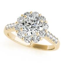 Certified 1.60 Ctw SI2/I1 Diamond 14K Yellow Gold Engagement Halo Ring