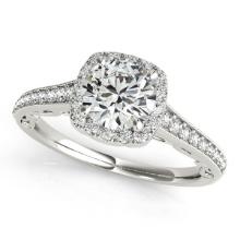 Certified 1.05 Ctw SI2/I1 Diamond 14K White Gold Engagement Halo Ring