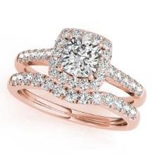 Certified 1.10 Ctw SI2/I1 Diamond 14K Rose Gold Engagement Set Ring