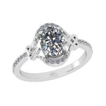 1.40 Ctw SI2/I1 Diamond 14K White Gold Engagement Halo Ring