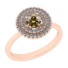 Certified 0.69 Ctw SI1/SI2 Natural Dark Fancy Yellow And White Diamond 14K Rose Gold Vingate Style H