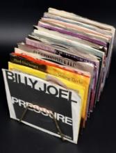 Assorted Vinyl 45 Records with Storage Rack