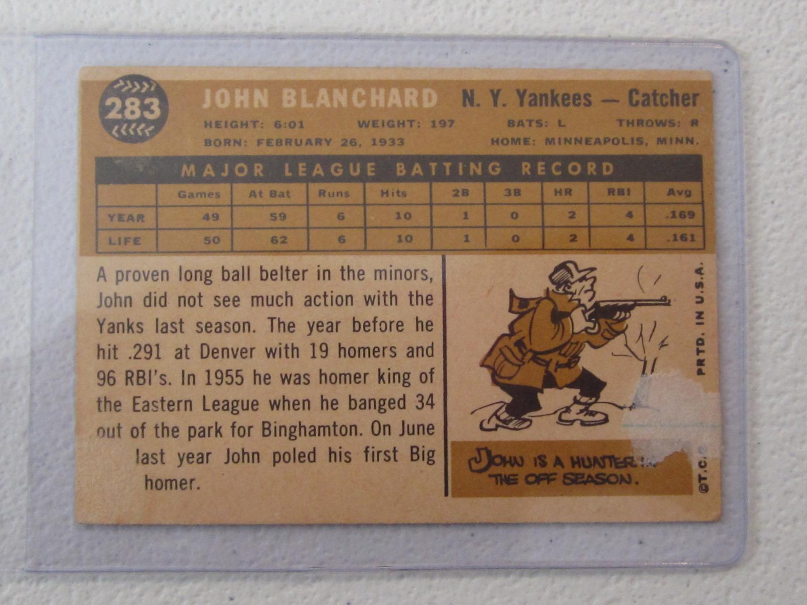 1960 TOPPS JOHN BLANCHARD NO.283 VINTAGE