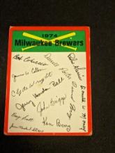 1974 Topps Team Checklist Milwaukee Brewers  Vintage