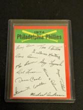 1974 Topps Team Checklist Philadelphia Phillies Vintage Baseball Card