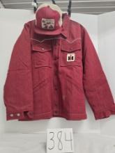 Swingster large winter coat with IH patch and IH hay forage hat