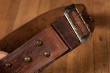 Antique Studded Leather Cowboy Belt