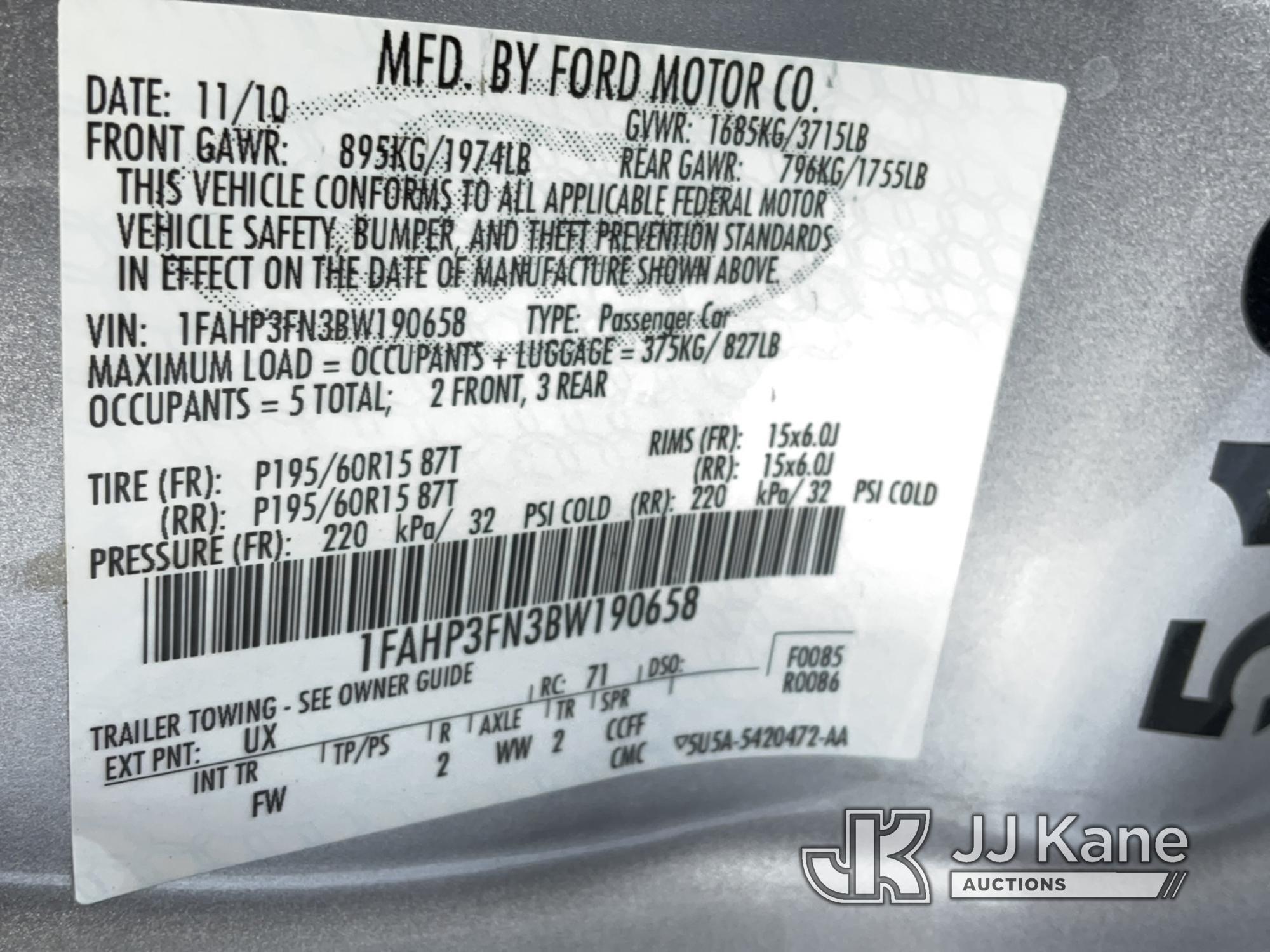 (Jurupa Valley, CA) 2011 Ford Focus 4-Door Sedan Runs & Moves