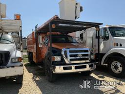 (San Antonio, TX) Terex/HiRanger XT55, Over-Center Bucket Truck mounted behind cab on 2010 Ford F750