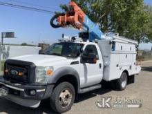 Altec AT37G, Bucket Truck mounted behind cab on 2011 Ford F550 4x4 Service Truck Runs, Moves & Upper
