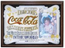 Coca-Cola Nostalgic Mirrored Sign, reverse painted w/slogan "Relieves Fatigu