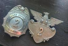 metal officer badges. (upstairs)