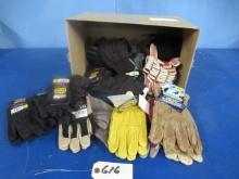 BOX OF NEW WORK AND GARDEN GLOVES
