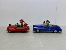 2 Vintage Battery Op Toy Cars