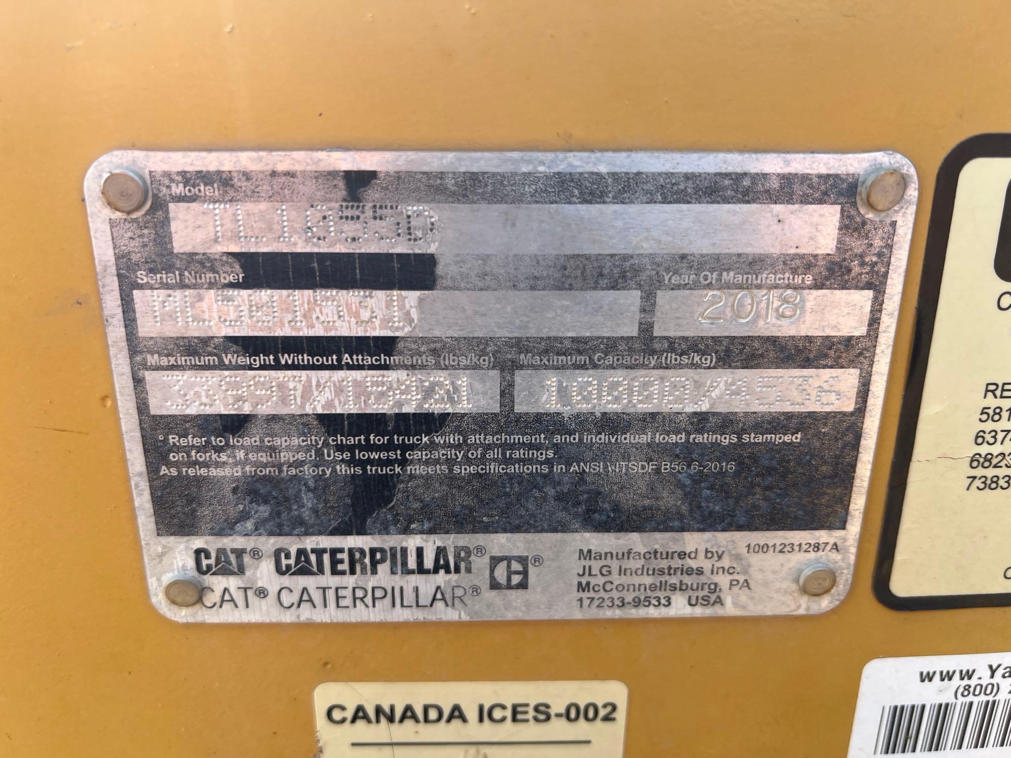 2018 CATERPILLAR TL1055D TELESCOPIC FORKLIFT