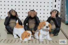 Dog and monkey figurines ...