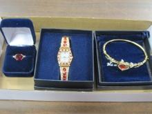 Danbury Mint Watch, Bracelet and Ring