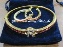 Danbury Mint Bracelet with "R" and Earring Set