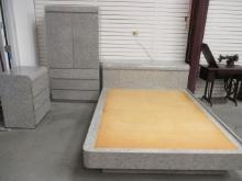 3pc. Post Modern Faux Marble Look Formica Bed Set