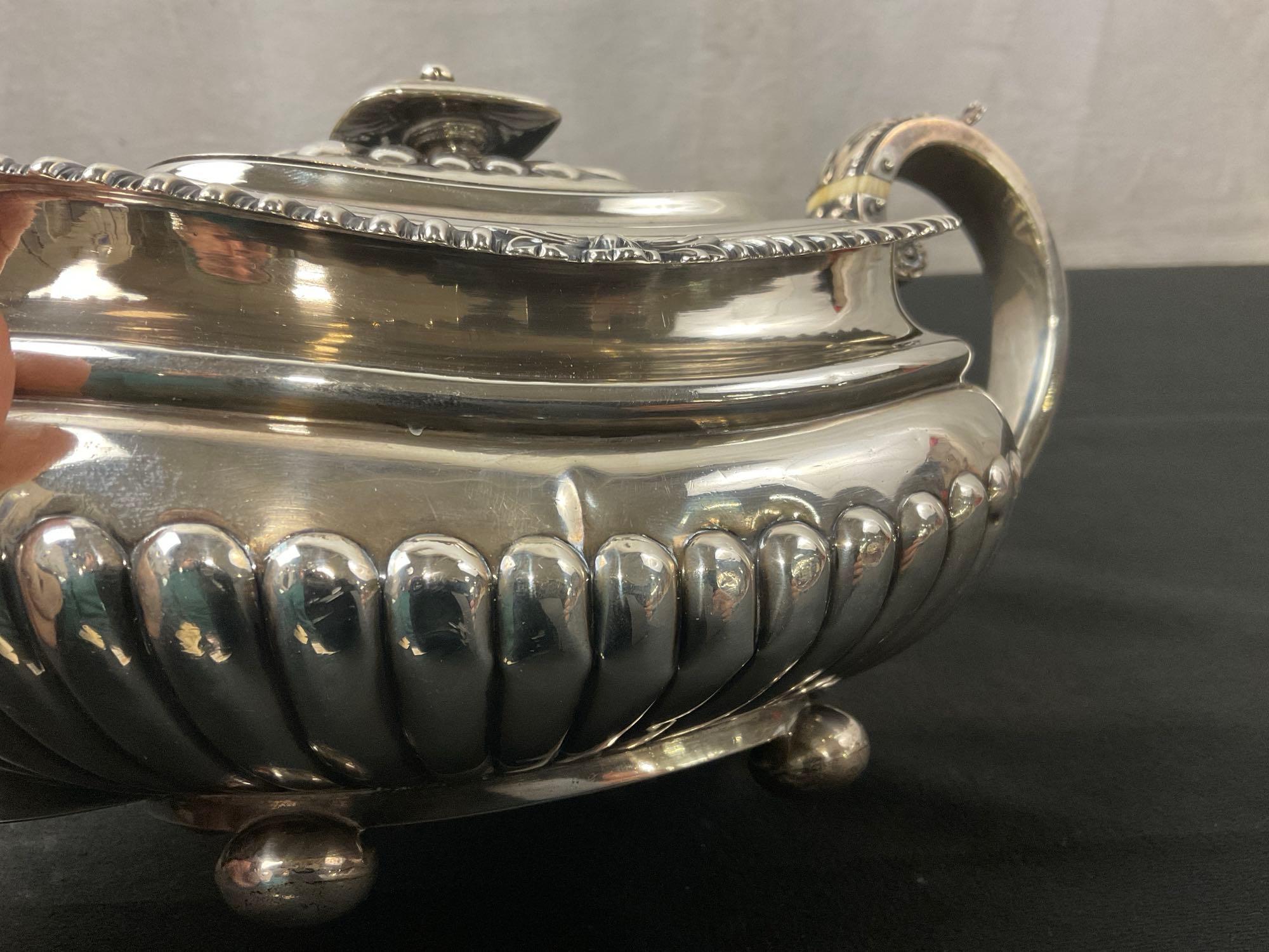 JM & Co Antique 1818 Edinburgh Sterling Silver Tea Set, Hollowware, 3 piece set, 1270g total weight