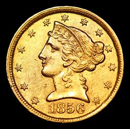 ***Auction Highlight*** 1856-c Gold Liberty Half Eagle Charlotte Near Top Pop! Winter-1 $5 Graded ms