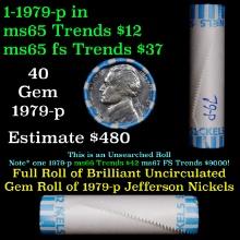 BU Shotgun Jefferson 5c roll, 1979-p 40 pcs Bank $2 Nickel Wrapper