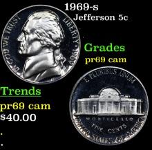 Proof 1969-s Jefferson Nickel 5c Grades GEM++ Proof Cameo