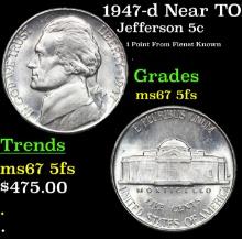 1947-d Jefferson Nickel Near TOP POP! 5c Graded ms67 5fs BY SEGS
